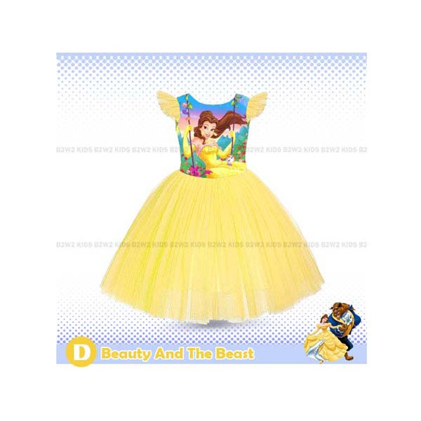 Dress Beauty And The Beast Gaun Anak Warna Kuning Baju Satin Impor Branded Baju Pesta Anak
