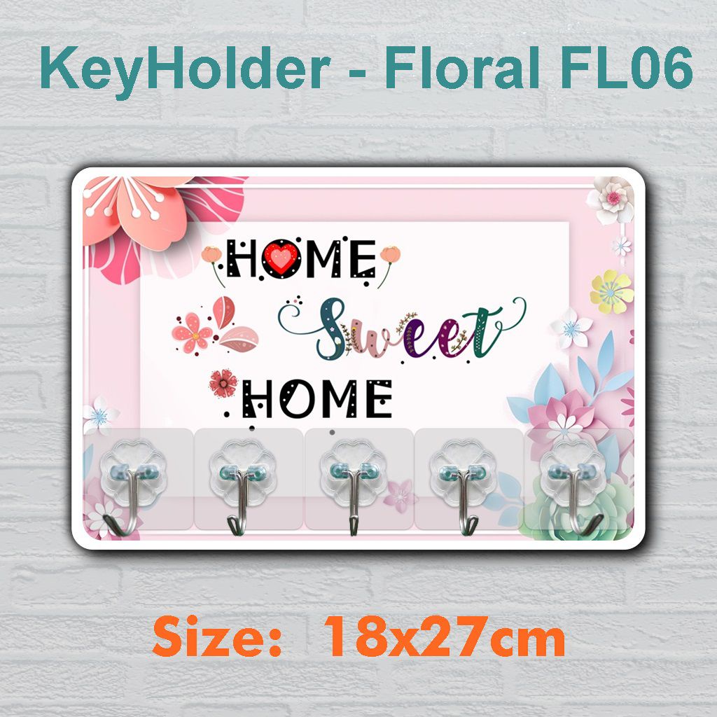 Zoe Wall Decor Gantungan Kunci Serbaguna   Motif Floral Quote  Tebal 5mm BZC
