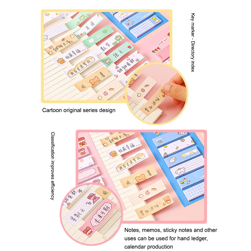 COD❤️Sticky Notes 6 Baris Karakter Lucu 120 Sheets Office Cute Note Gadis Kartun Menempel Pada Indeks Siswa Dengan Petunjuk Untuk Catatan Kreatif