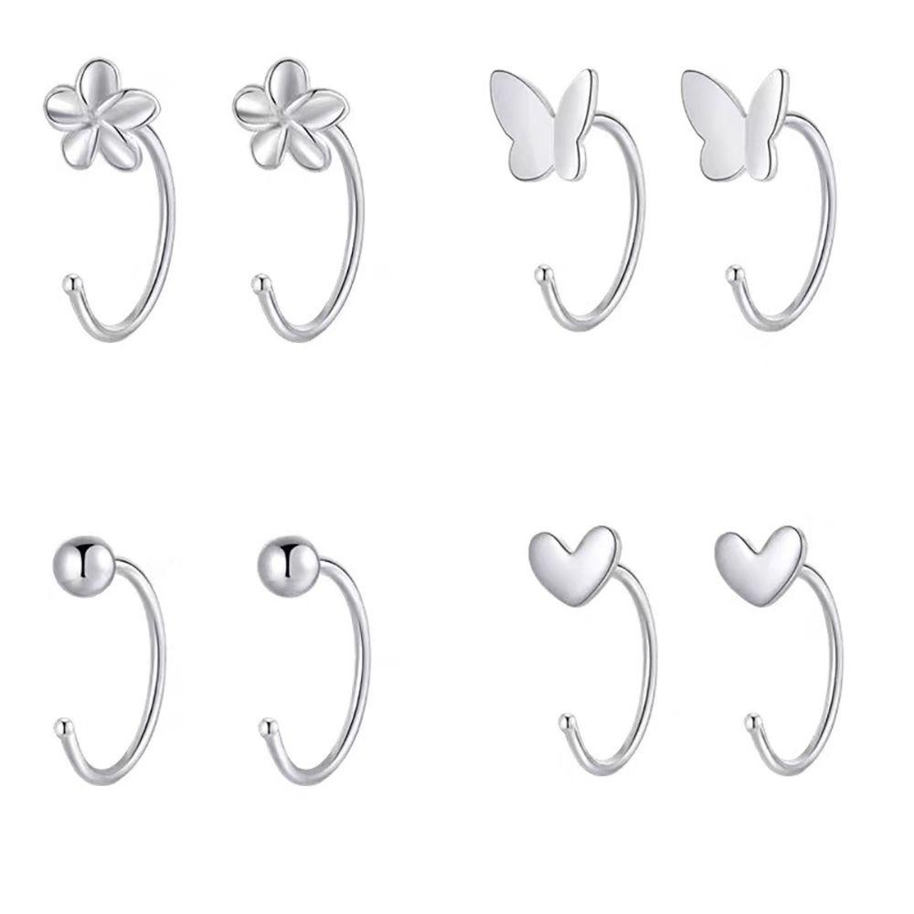 Mxbeauty Anting Tusuk Gantung Bentuk Hati / Bunga / Kupu-Kupu Bahan Alloy Untuk Wanita