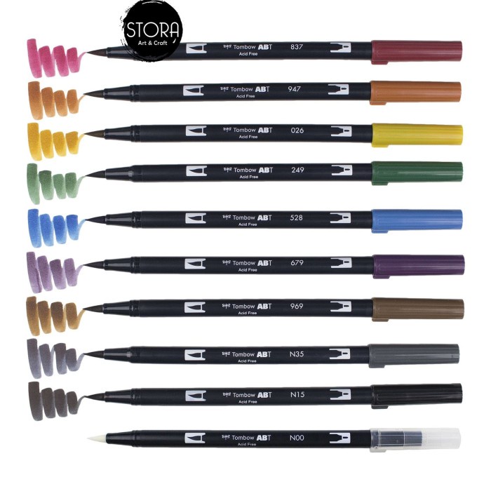 

kaligrafi-perlengkapan- tombow dual brush pen set 10 - muted palette -perlengkapan-kaligrafi.