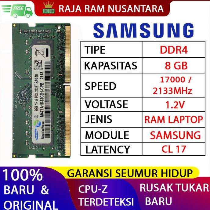 Ram Laptop/ RAM LAPTOP SAMSUNG DDR4 8GB 2133 MHz 17000 ORI GAMING RAM NB DDR4 8GB | RAM LAPTOP