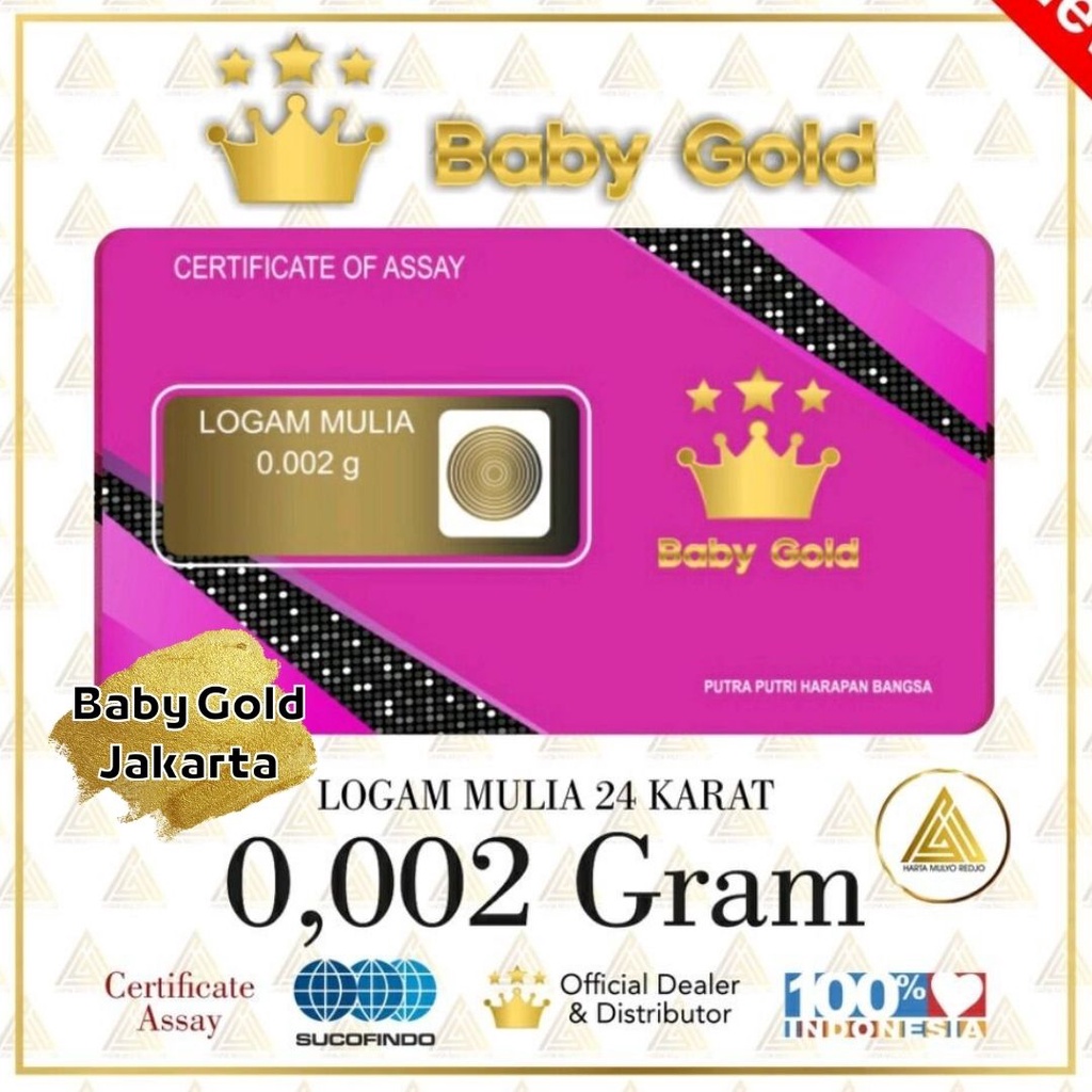 Baby Gold Emas Mini 0,002 gram Logam Mulia 24 Karat 0.002gr BabyGold Emas Murni 24K LM