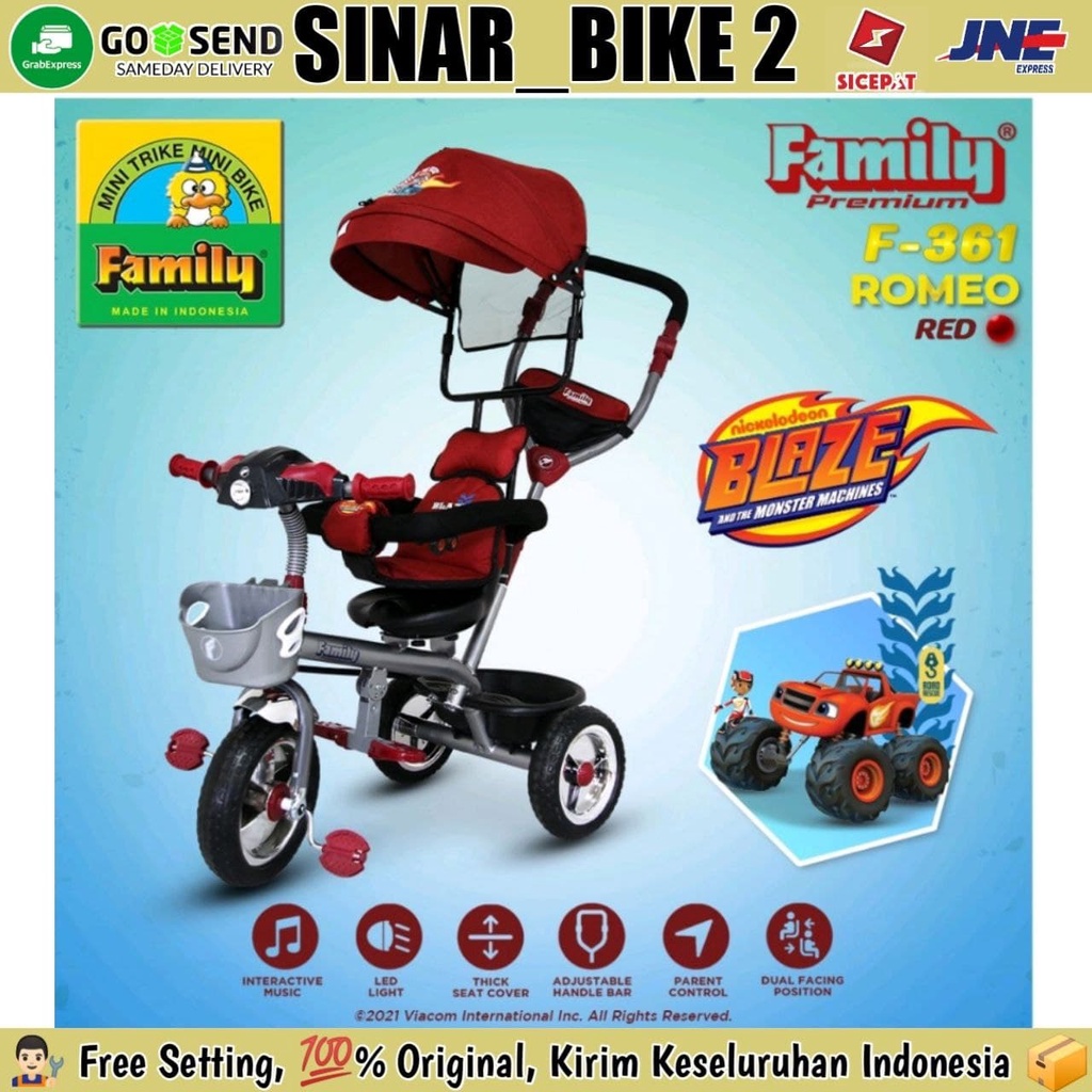 Sepeda Roda Tiga 3 FAMILY ROMEO F-361,F360H Tricycle Kanopi