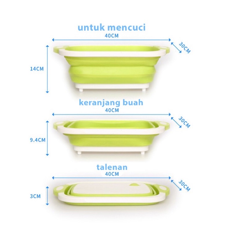 Talenan Lipat Baskom Multifungsi 3 in 1/Cutting Board Portable