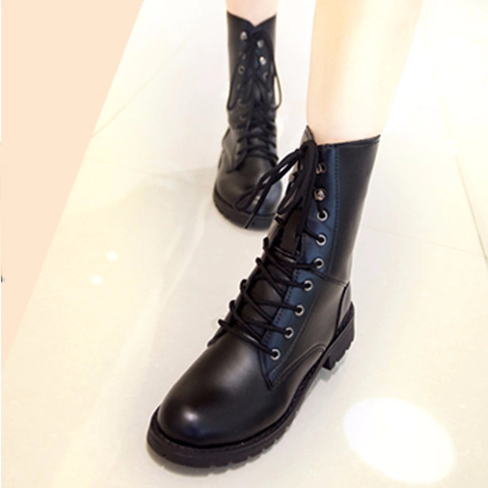 black womens boots lace up