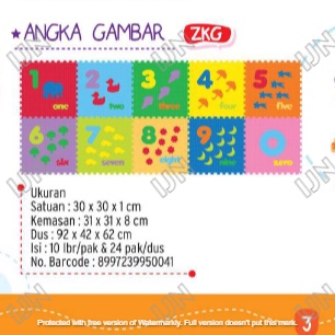 Puzzle Matras EVAMAT Angka Gambar Menarik Ukuran 30x30 Alas Lantai Serbaguna Playmat Bayi Aksesoris