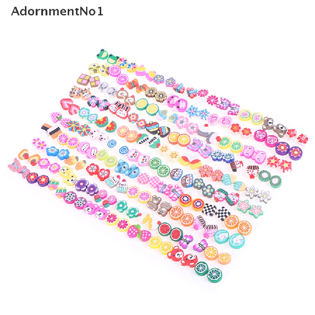 (AdornmentNo1) 100 Pasang / Set Anting Tusuk Bentuk Buah Bahan Polymer Clay Untuk Wanita