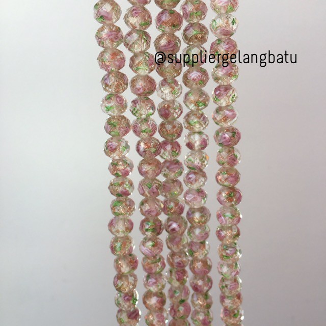 Lampwork Crystal Murano 12x10mm bahan kristal ceko mawar pink bening rencengan do it yourself acc