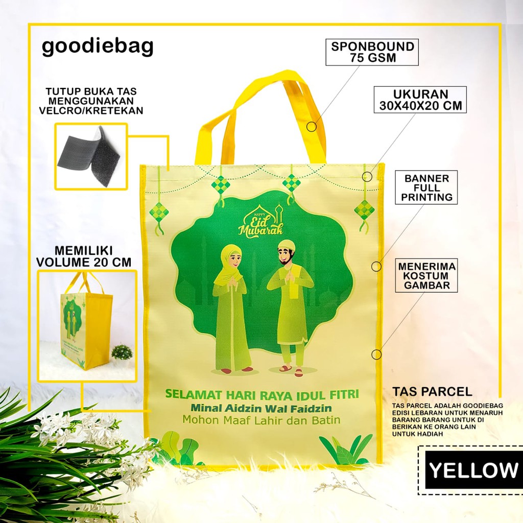 

TAS HAMPERS LEBARAN/TAS PARCEL SPUNBUND MURAH UKURAN 30X40X20 CM - BLACK 1