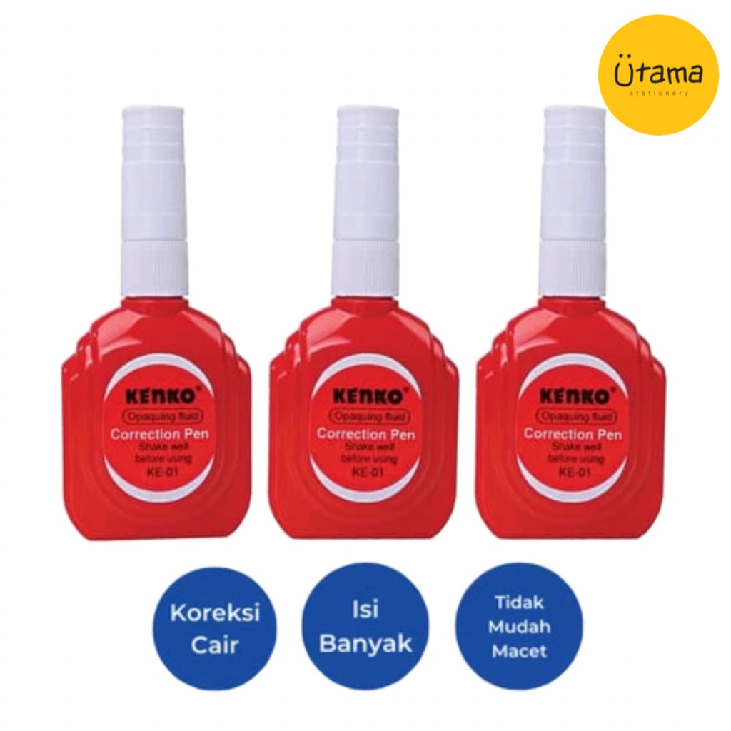 

Tip-Ex Cair Kenko KE-01/Correction Fluid/TipEx/Tip Ex/Stipo/Cairan Penghapus/Tipe X