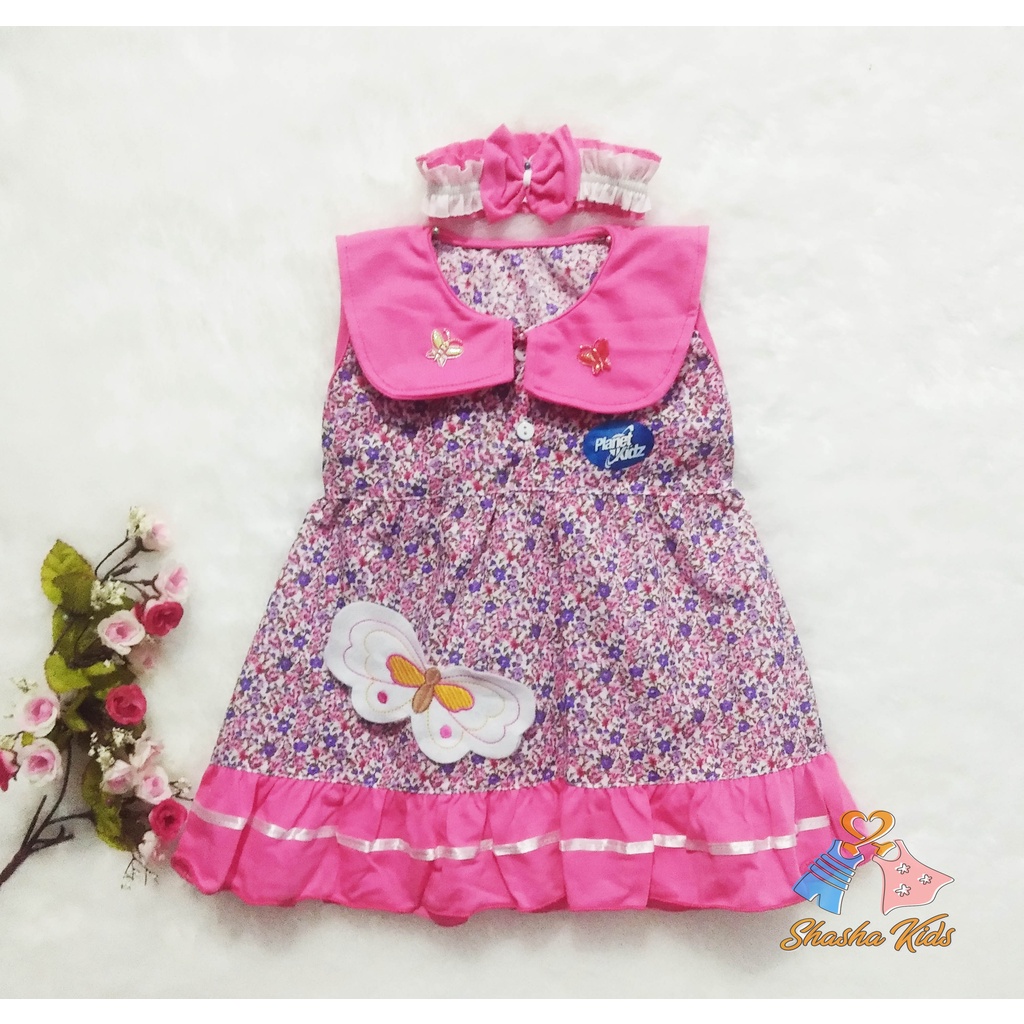 [S-027] Baju Bayi Perempuan/Dress Bayi Kualitas Planet kids motif kupu 0-6bln