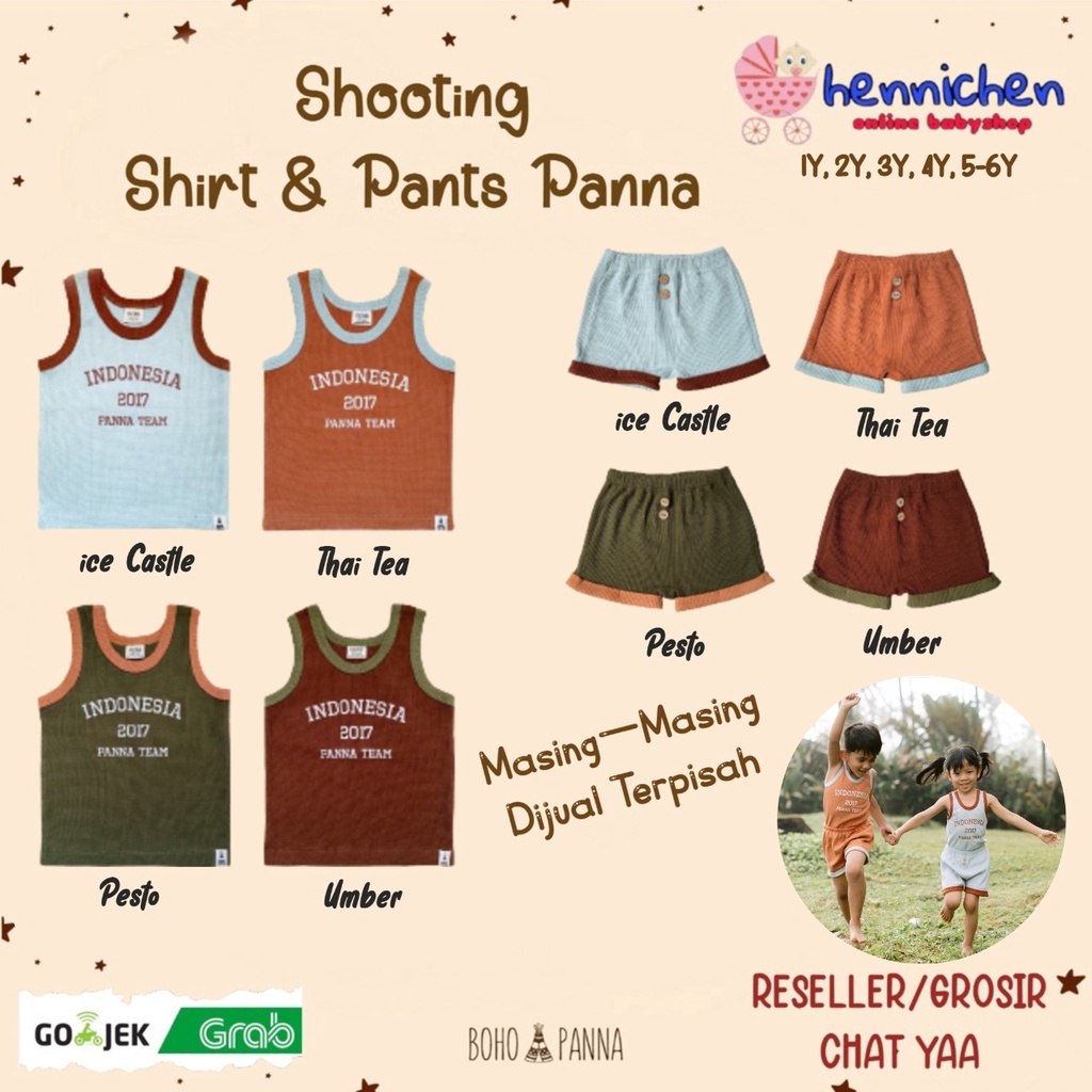 BOHOPANNA BOHO BABY BOHOBABY SHOOTING SHIRT PANNA / SHOOTING PANTS PANNA 1-6 TAHUN