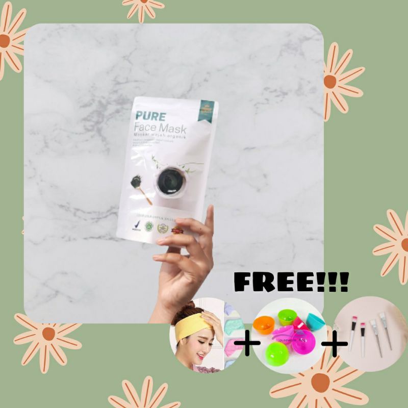 PURE FACE MASK MASKER ORGANIK MASKER WAJAH JERAWAT MASKER MURAH MASKER BRUNTUSAN