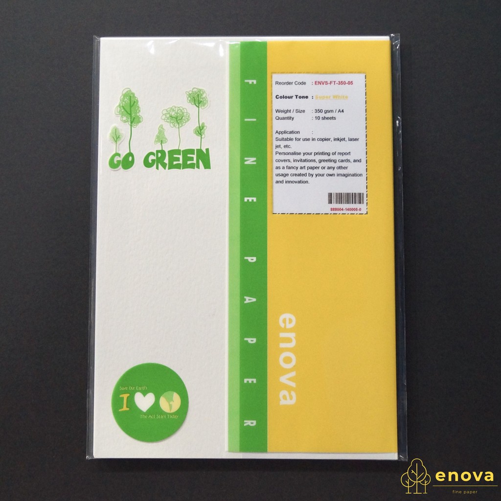 Fancy Art Paper ENOVA | Super White | A4 350GSM (Putih)