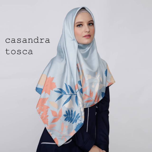 Jilbab Hijab Segi Empat Satin Motif Zoya Scarf - CASANDRA