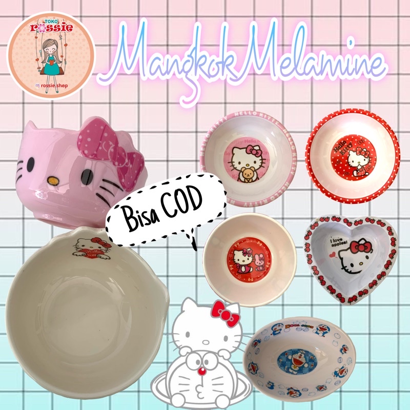 Mangkok Melamine Hellokitty Doraemon Rossie Shop/Mangkok Hellokitty/Mangkok Doraemon/Mangkok Lucu