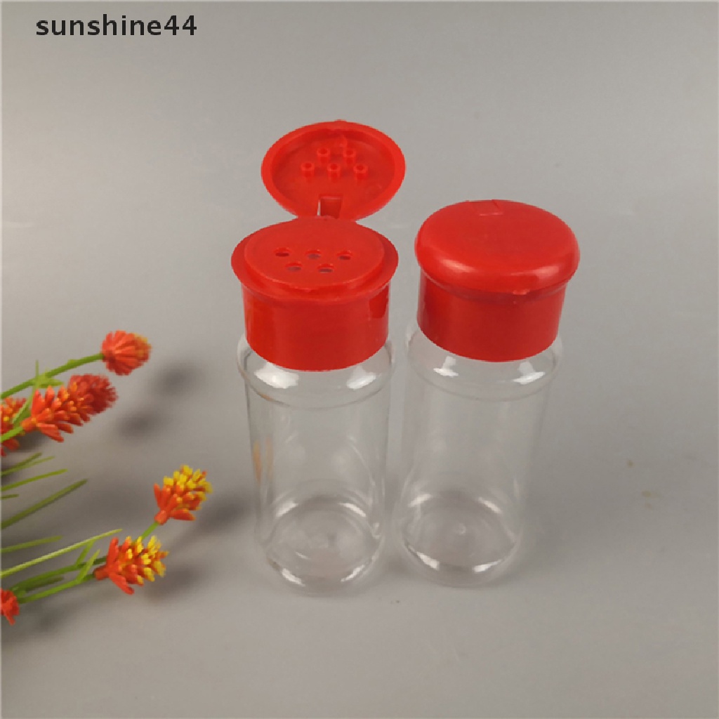 Sunshine 2pcs / Set Botol Plastik Transparan Untuk Merica / Garam / Minyak  .