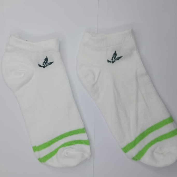 ⭐Gogoland⭐ Kaos Kaki Wanita Fashion Motif Strawberry Bunga Lebah Bee Kotak Biru Navy  Bunga Biru Green Leaf  Polos Pattern Garis Kaoskaki Pendek Korea Sock Import KK001-006-K5 PUTIH DAUN