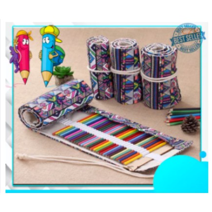 

MARCO Bohemian Tas Pensil Gulung Canvas 48 Slot 20.5x55cm - EN-71