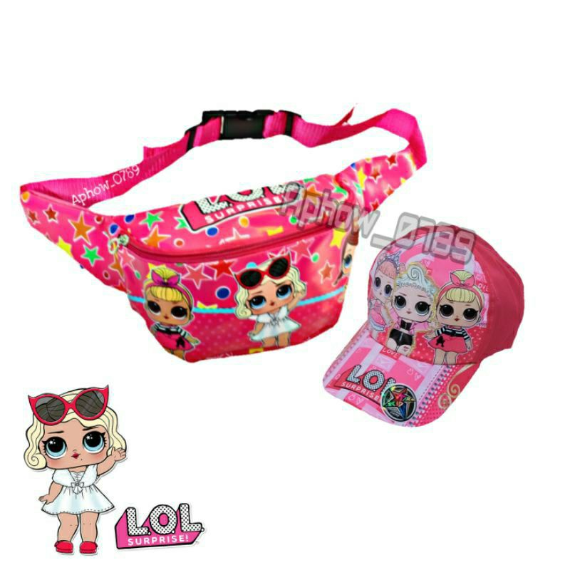 WAISTBAG TAS SLEMPANG ANAK PEREMPUAN FREE TOPI PRINTING