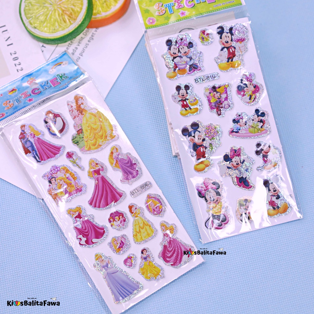 (ISI 1-3 PCS ) Stiker Timbul Mainan Karakter Kartun 3D Lucu Buat Hadiah Sticker Anak-Anak Import Foam Glitter