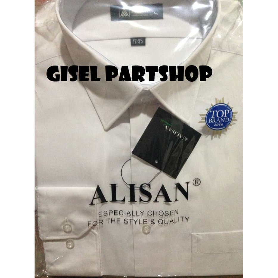 Kemeja Alisan Putih Panjang ukuran 16-5-17-5