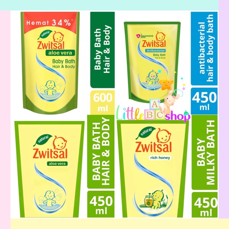 ZWITSAL Natural Baby Bath Pouch 450ml 600ml 250ml / Sabun bayi zwitsal 2in1 Rich honey / zwitsal 2in1 / zwitsal hair &amp; body / zwitsal baby bath