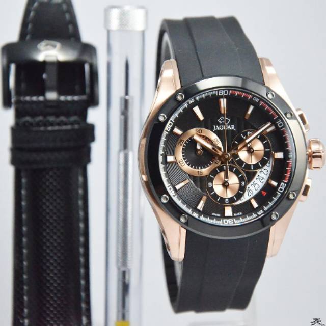 Jam Tangan Pria Jaguar J691/1 Rosegold Rubber Original Swiss Made