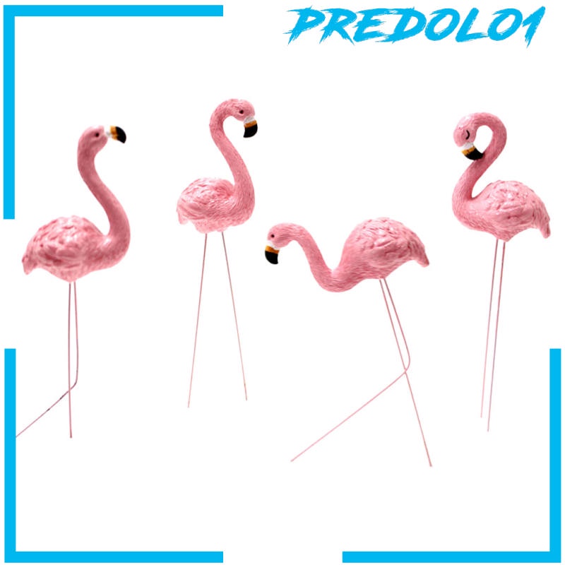 (Predolo1) 4pcs Patung Burung Flamingo Kreatif Untuk Dekorasi Kebun / Teras