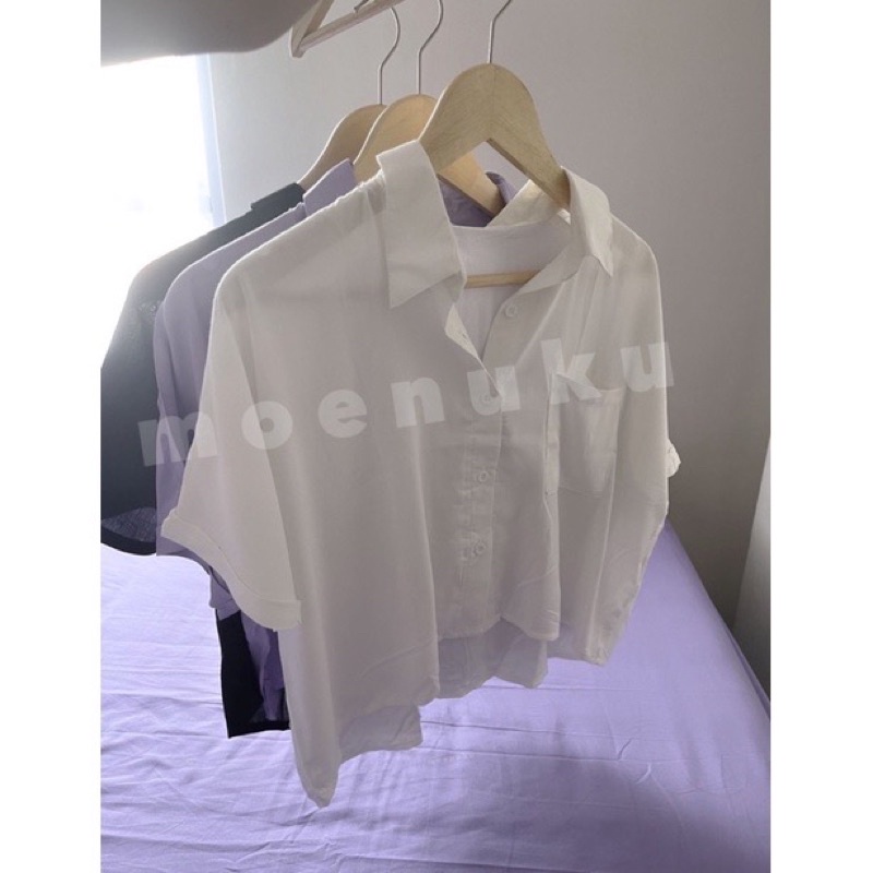⭐Kemeja wanita/kemeja crop/kemeja polos/kemeja terbaru/baju kemeja/baju atasan polos lengan pendek