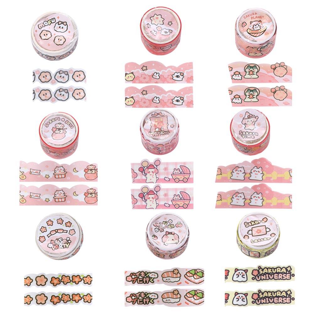 Mxbeauty Bahan Tape Diary Hias Label Pita Handbook Hias DIY Scrapbooking Pink Bunga Sakura Seri Tape Stiker Masking Tape