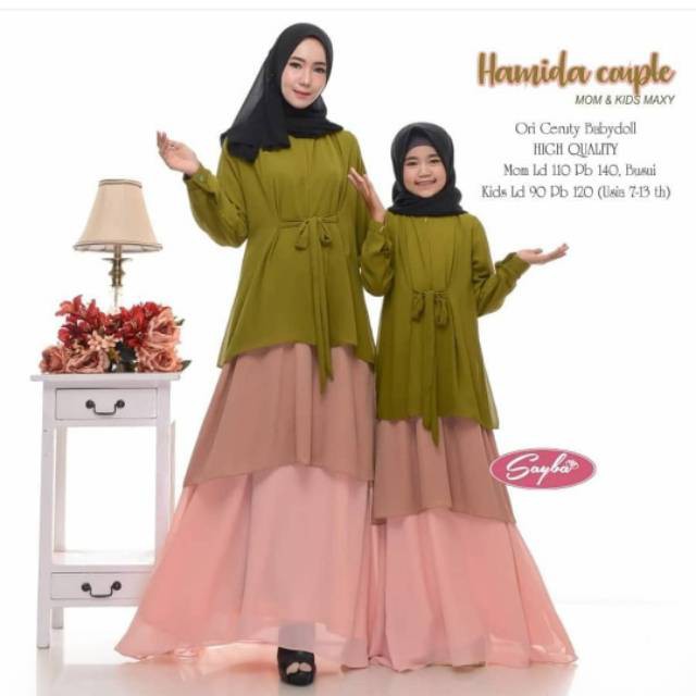 HAMIDA COUPLE Baju Couple Ibu Dan Anak Perempuan Gamis Couple Terbaru 2020 Couple Ibu Dan anak DKF
