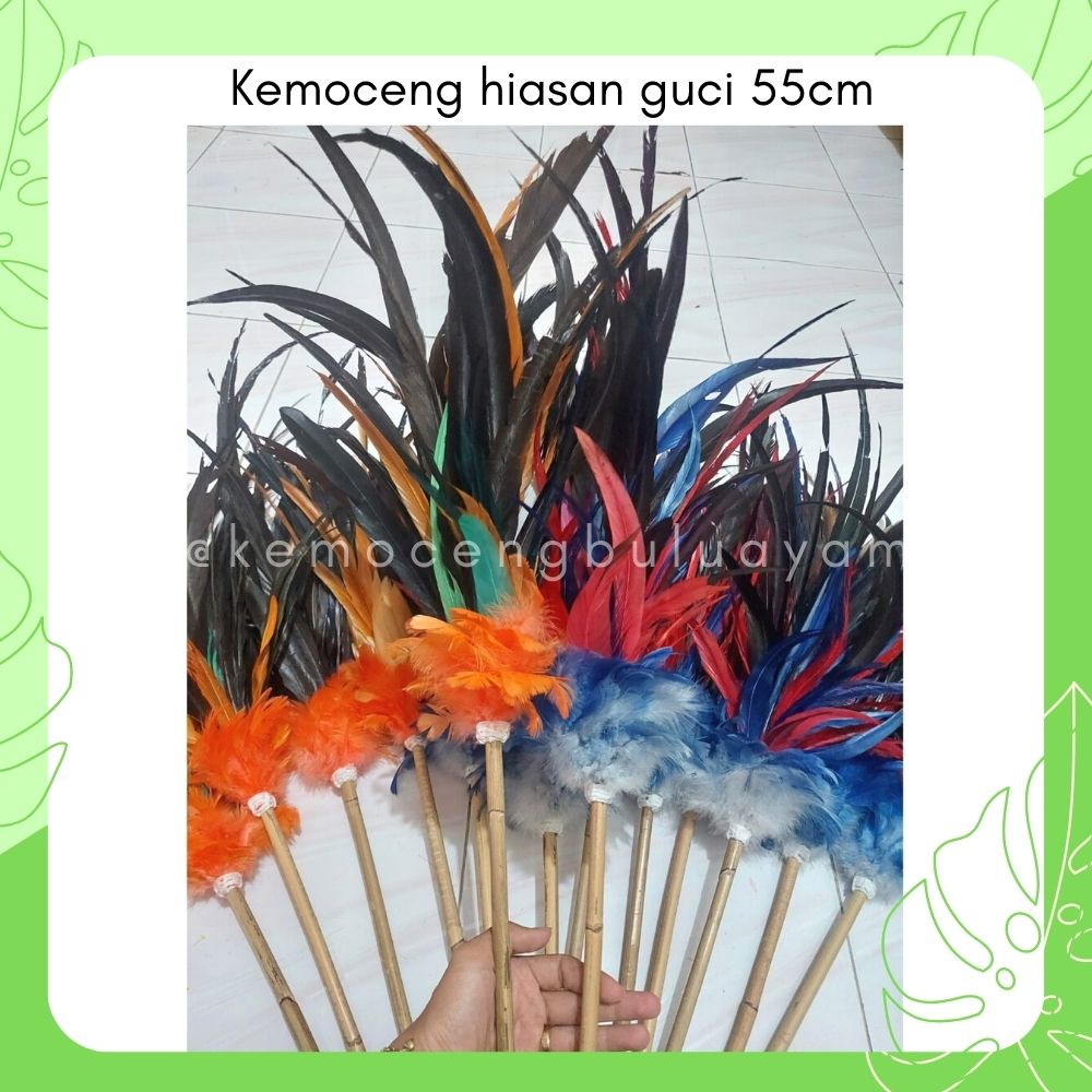 KEMOCENG HIASAN GUCI BULU AYAM KOMBINASI LANCUR EKOR JAGO 55 CM - SULAK KEMOCENG KEMUCING KEMONCENG 