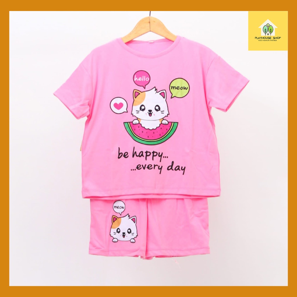 Baju Anak Perempuan Setelan Kaos umur 4-15 Tahun/Stelan Pendek Anak cewek/Baju Rumah Anak Perempuan