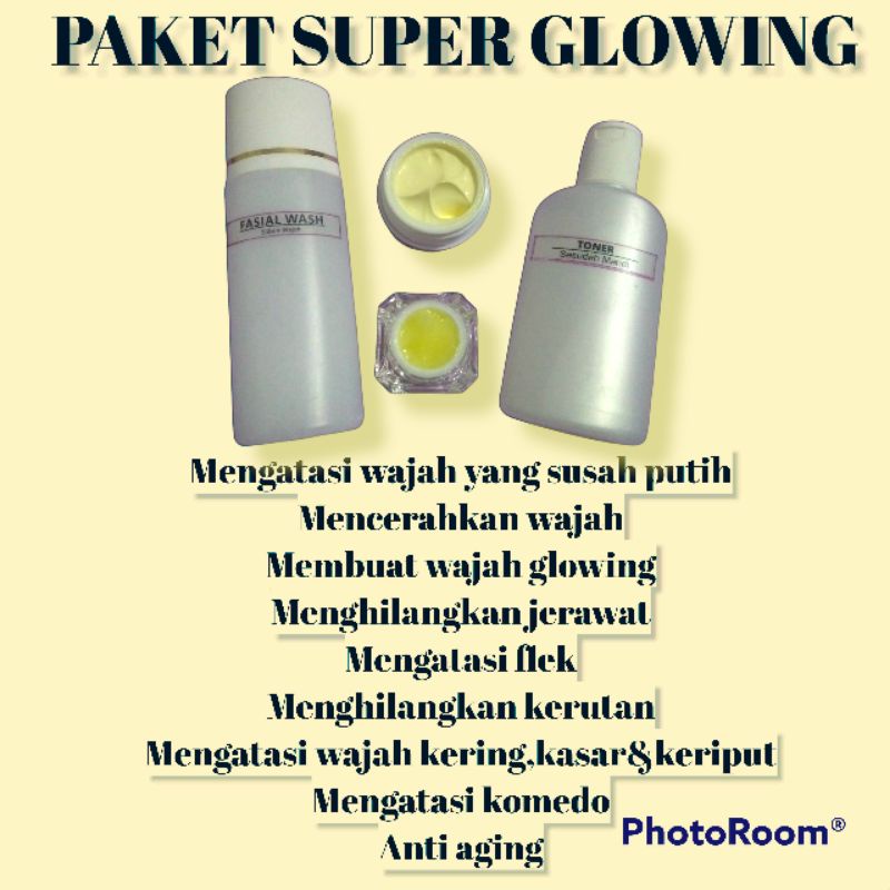 paket super glowing //cream super glowing //cream whitening // perawatan wajah //cream pemutih wajah