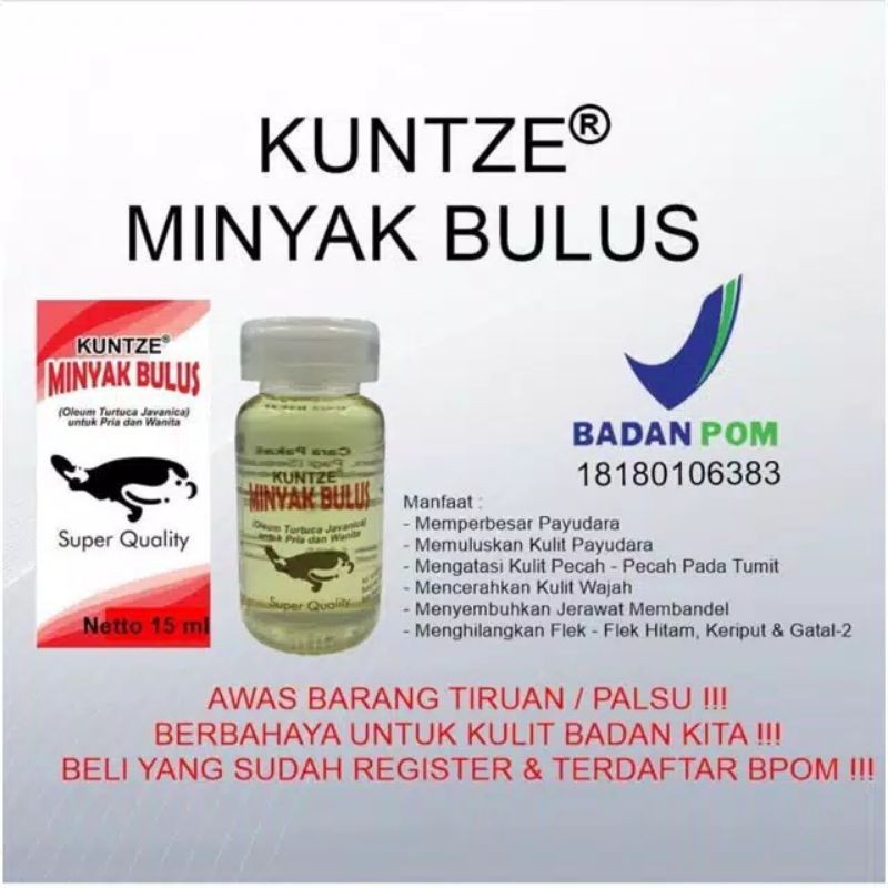 (COD) kuntze minyak bulus original bpom, banyak khasiat
