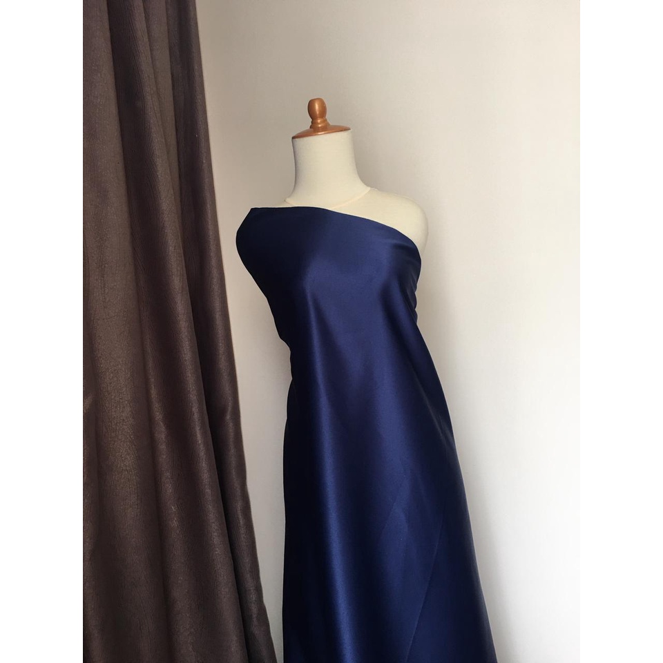 Bahan Kain Satin Velvet Premium Warna Navy Biru Dongker