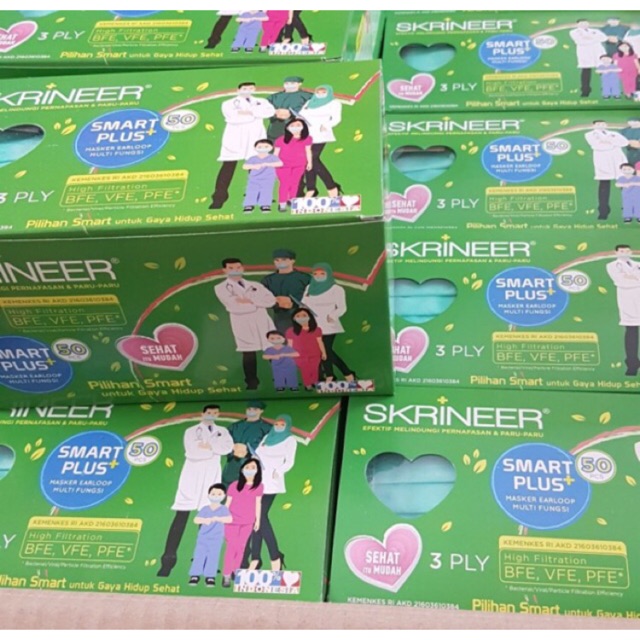Masker earloop masker skrineer earloop SKRINEER HIJAB ISI 50 masker box masker headloop