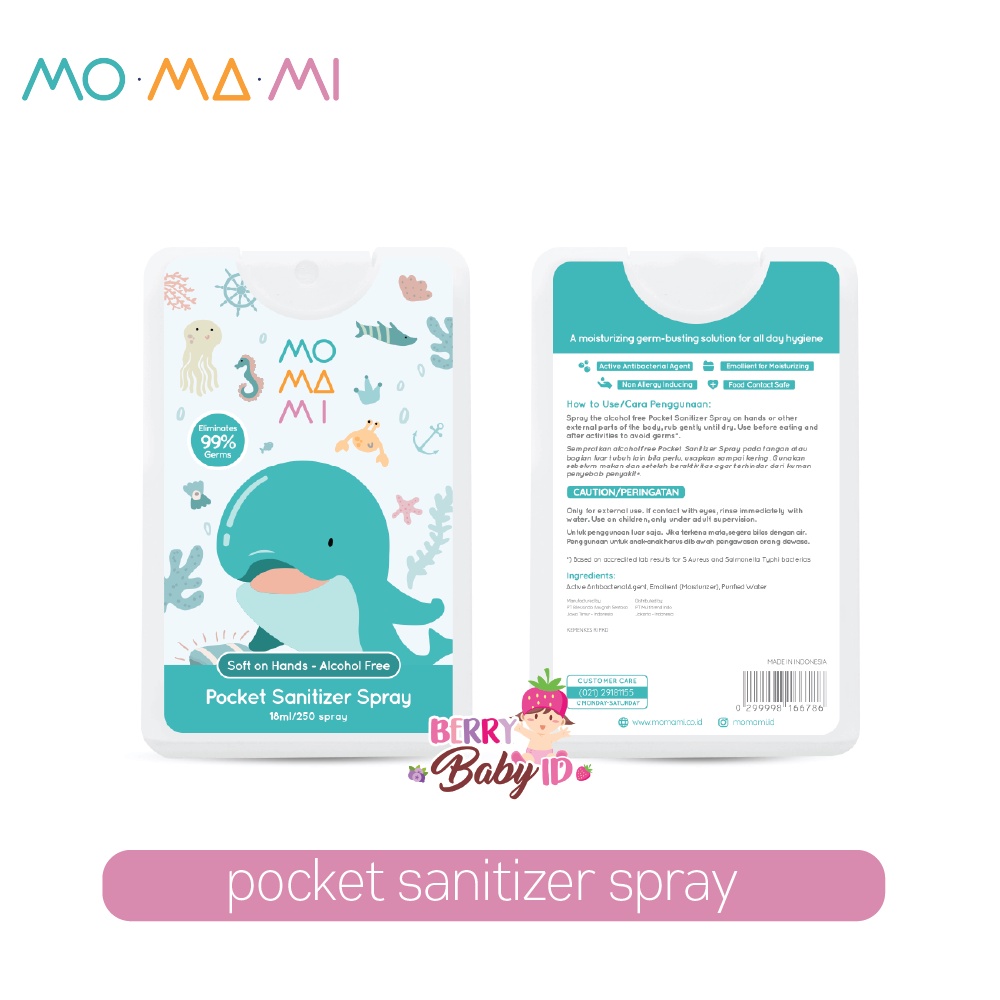 Momami Pocket Sanitizer Spray Antiseptik Hand Sanitizer Alkohol Free Berry Mart