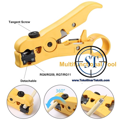 Rotary Stripper Wire Cable Tool Cutter Alat Pengupas Kupas Kabel RJ45 RJ11 Automatic Network