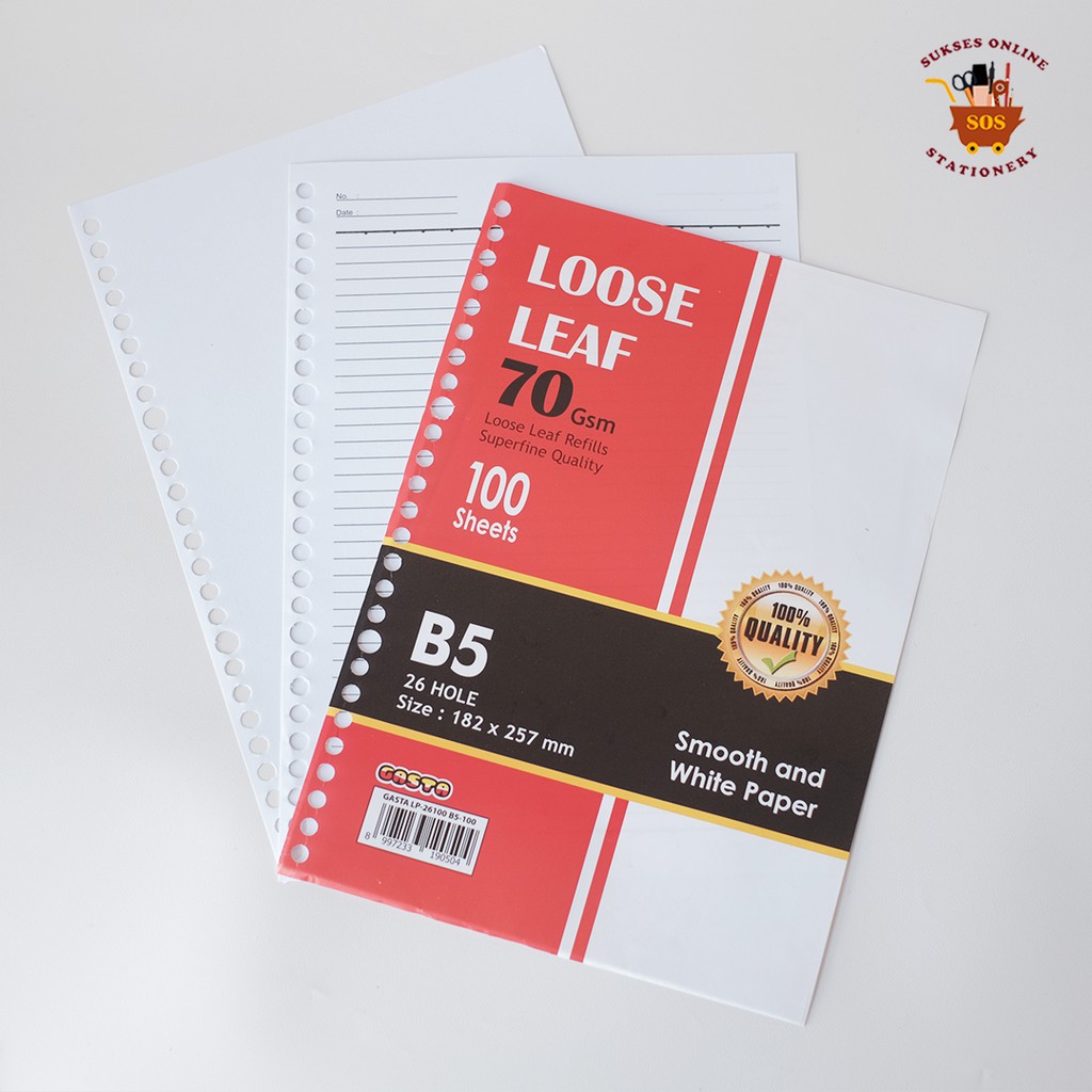 

SOS Loose Leaf GASTA B5 100 lbr Putih / Kertas Binder/Isi Binder