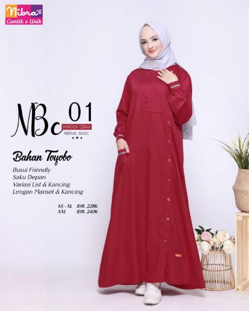 GAMIS NBC 01 PUTIH MAROON DLL ||  NIBRAS