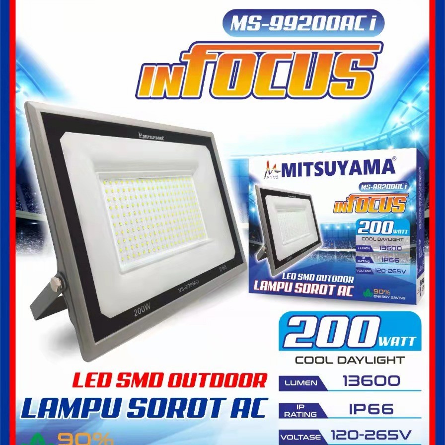 Barangunik2021-Lampu sorot LED AC 200 Watt Mitsuyama Ms-99200AC inFocus Colok Listrik