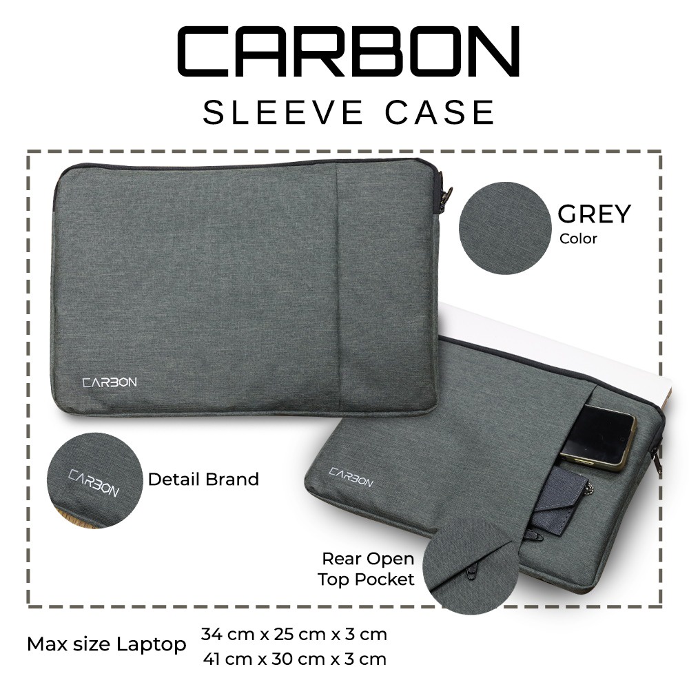 Laptop sleeve case carbon 3warna waterproof 13&quot;-16&quot;