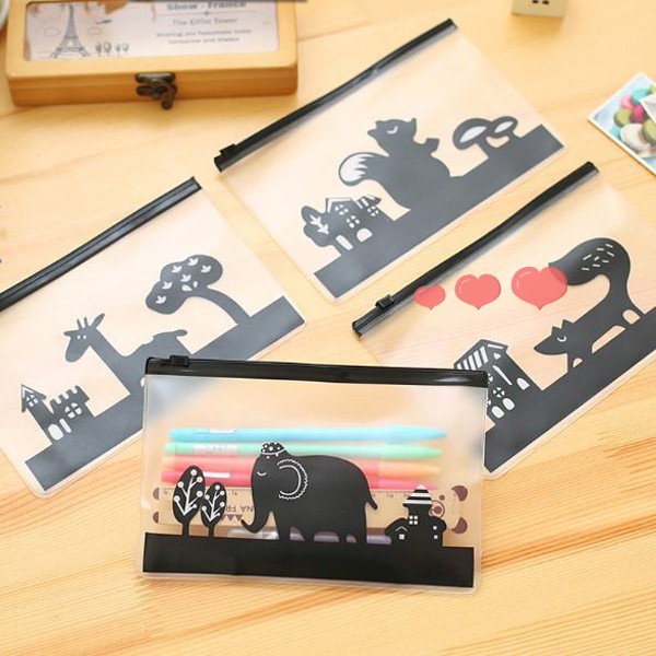 

ORGANIZER BAG ZIPPER A5 MOTIF BLACK AND WHITE CUTE ANIMAL ( TEMPAT PENSIL / HP / POUCH LUCU KARAKTER
