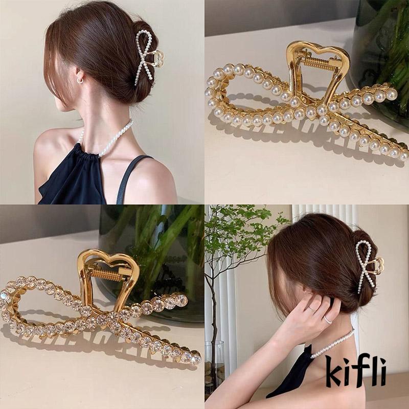 Jepit Rambut Wanita,Bahan Metal Aksen,Mutiara Dan Berlian Imitasi,Untuk Musim Panas