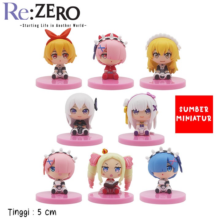 Set Action Figure Chibi Re Zero Emilia Rem Ram Echidna Beatrice