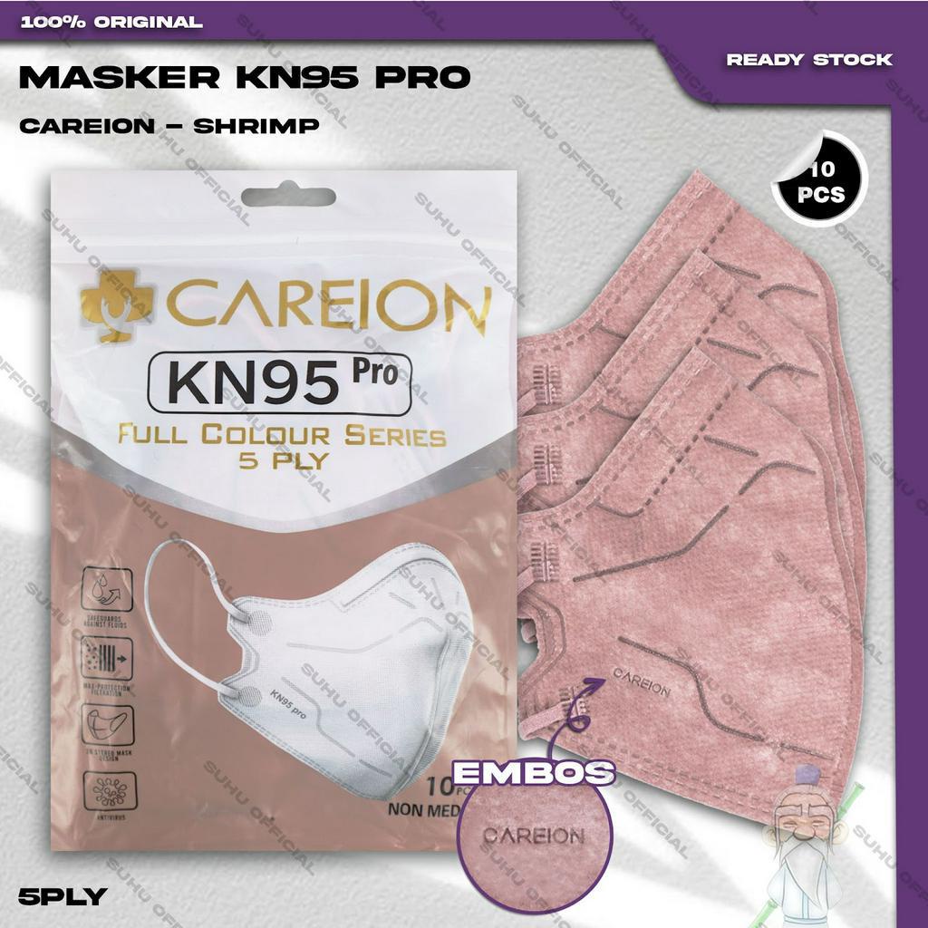 Masker KN95 PRO CAREION 5Ply 10Pcs Warna Shrimp Hybrid Earloop Surgical Mask Kemenkes