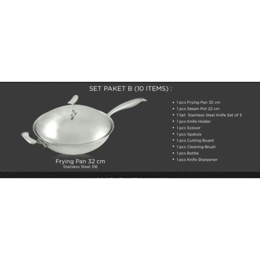 Panci Wok Pan Set B Stainless 316 Jerman bestsaller